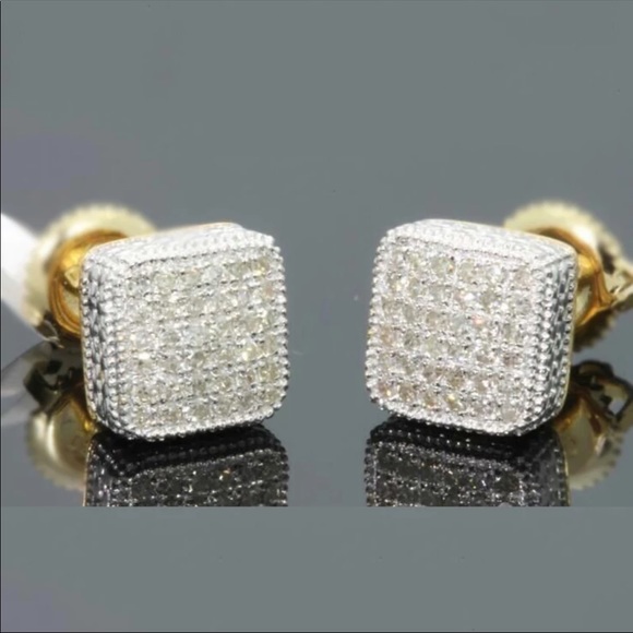 Men’s two tone icy flashy bling earrings - Picture 1 of 1